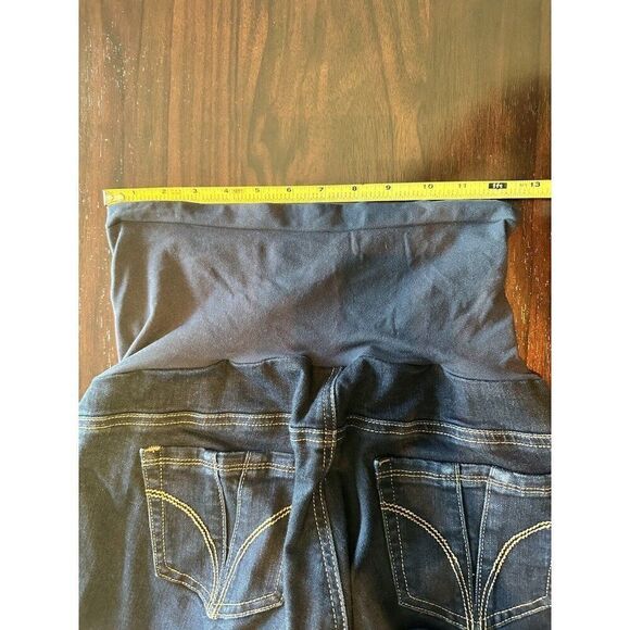 Indigo Blue Maternity Straight Jeans Full Panel Large (31x 28) Dark Blue Denim - Picture 6 of 10
